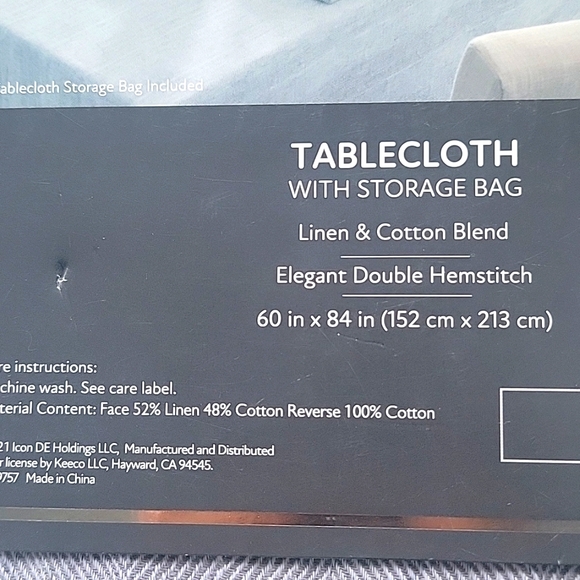 Fieldcrest Luxury Cotton Linen Harringbone Tablecloth 60 x 84 Cream - Picture 5 of 6